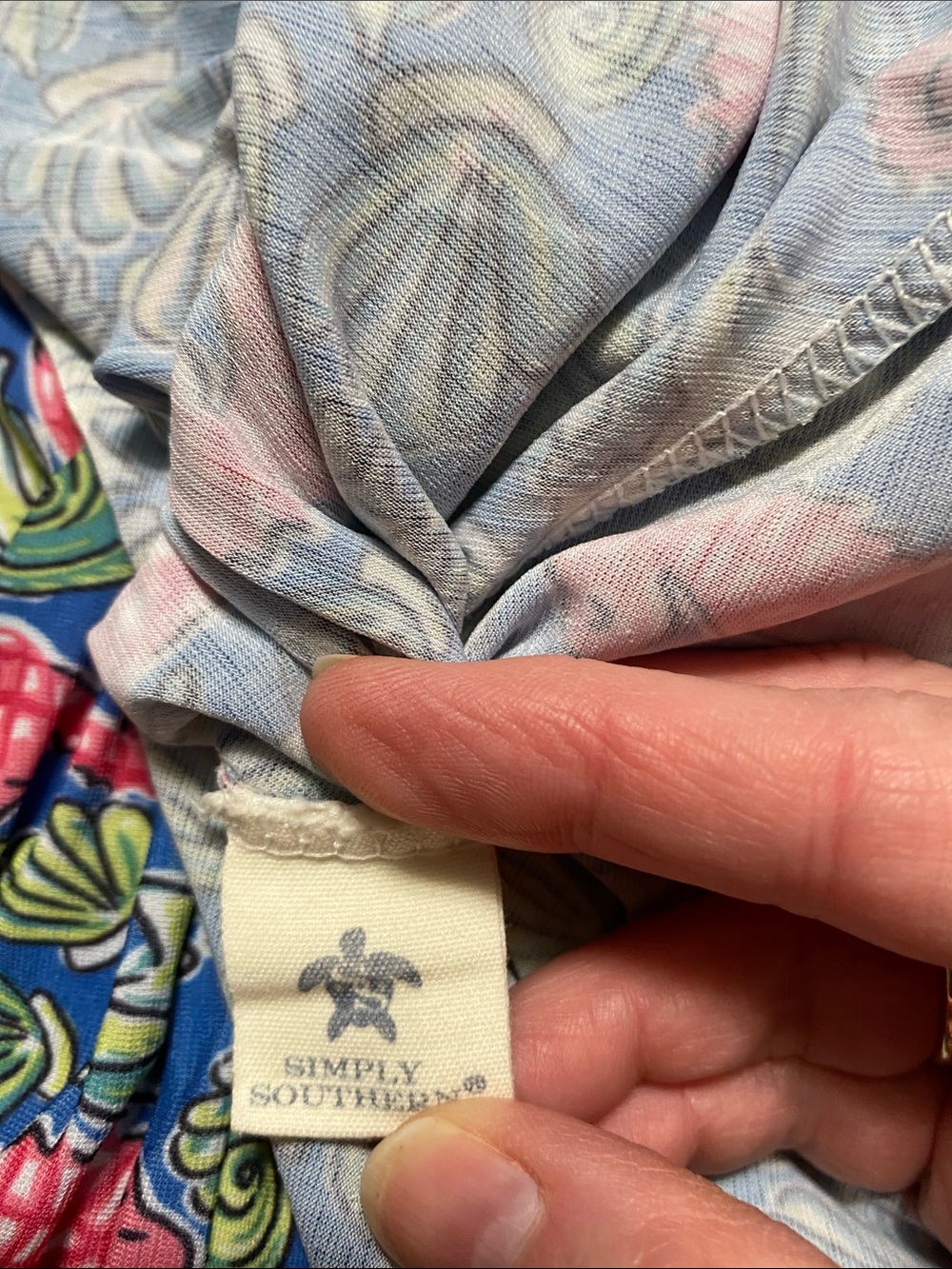 Simply Southern Blue & Pink Seahorse Print Dress Coverup Size S fits Medium also - Picture 6 of 6